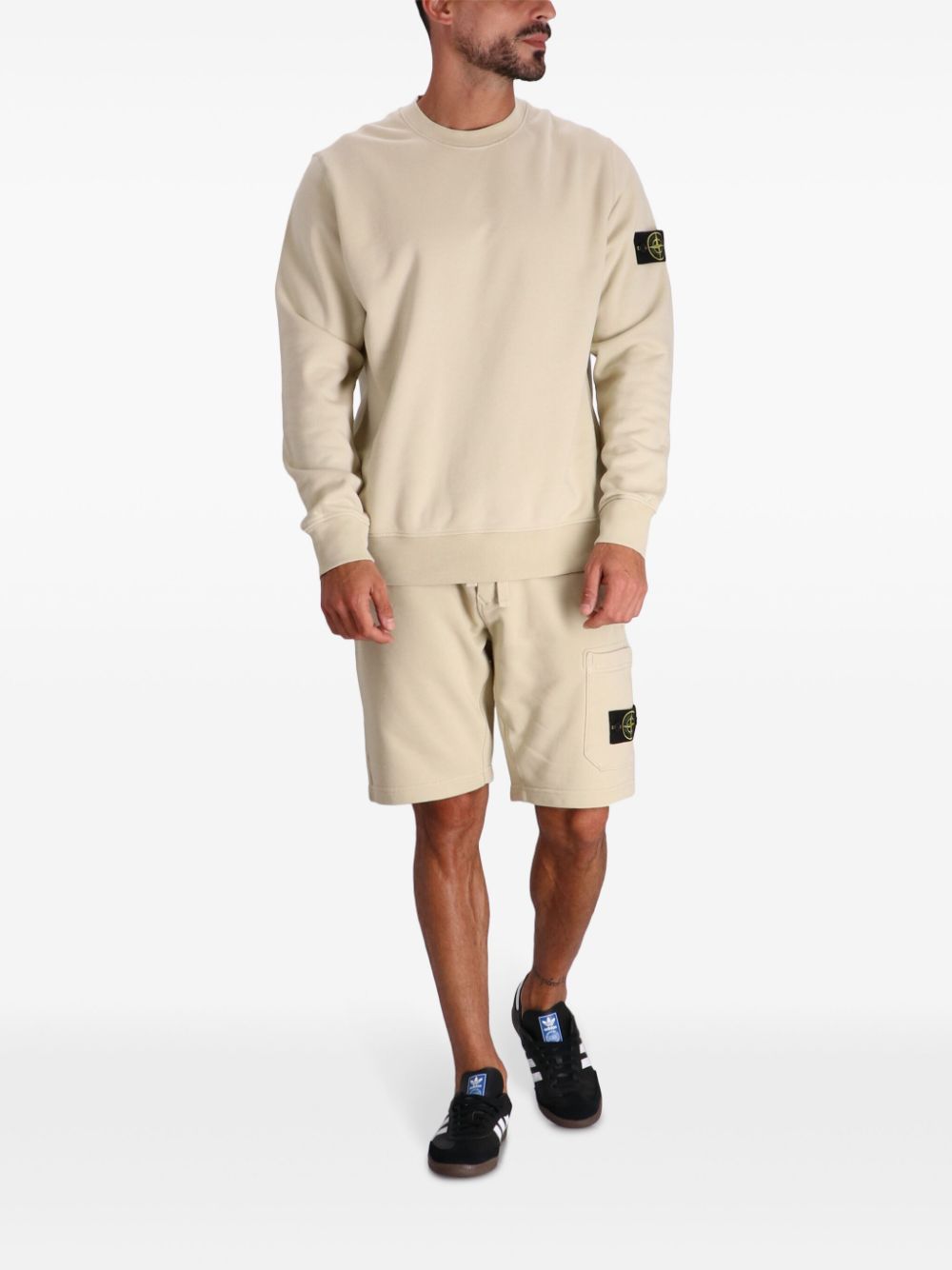 Stone Island Katoenen sweater met Compass-logopatch - Beige