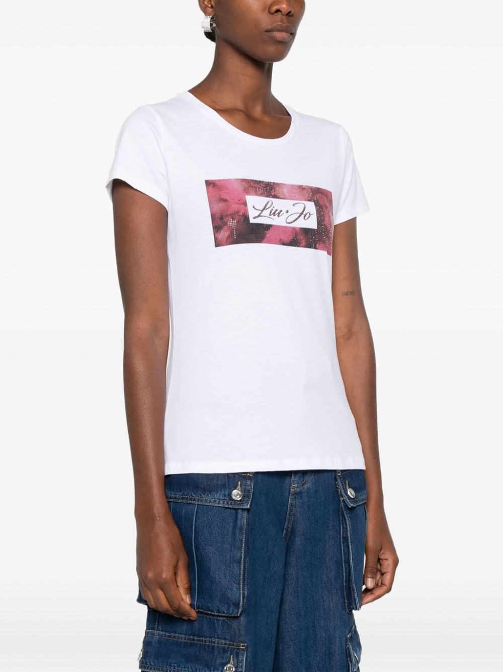 Shop Liu •jo Abstract-print T-shirt In Weiss