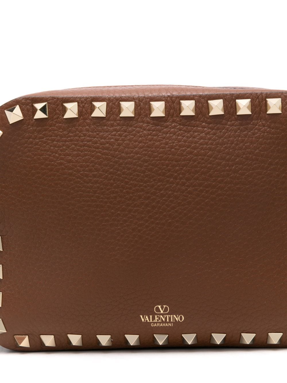 Shop Valentino Rockstud Cross Body Bag In Brown