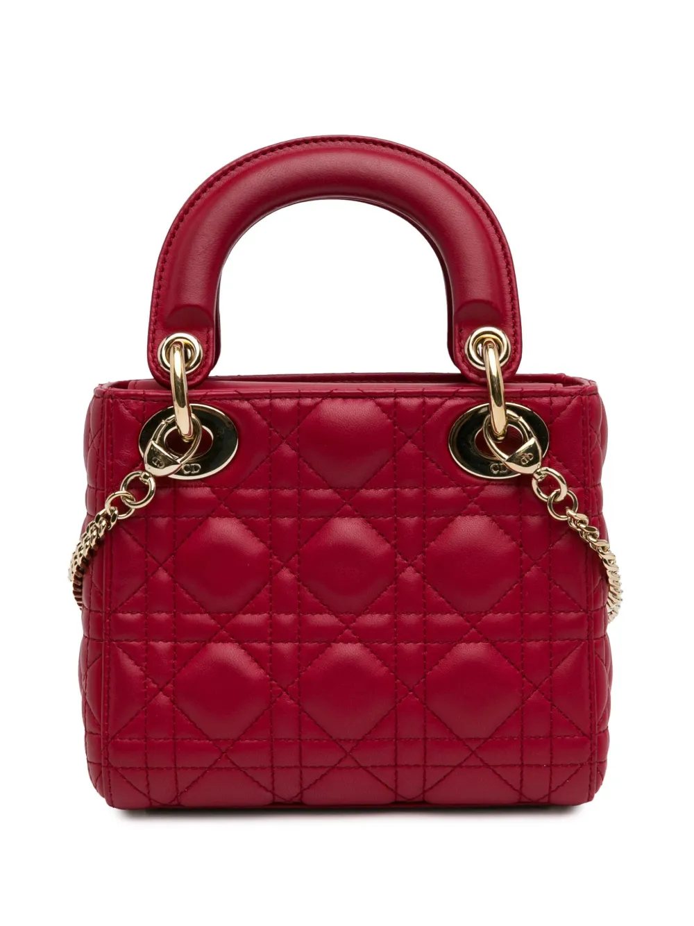 Christian Dior Pre-Owned 2019 Mini Lambskin Cannage Lady Dior satchel - Rood