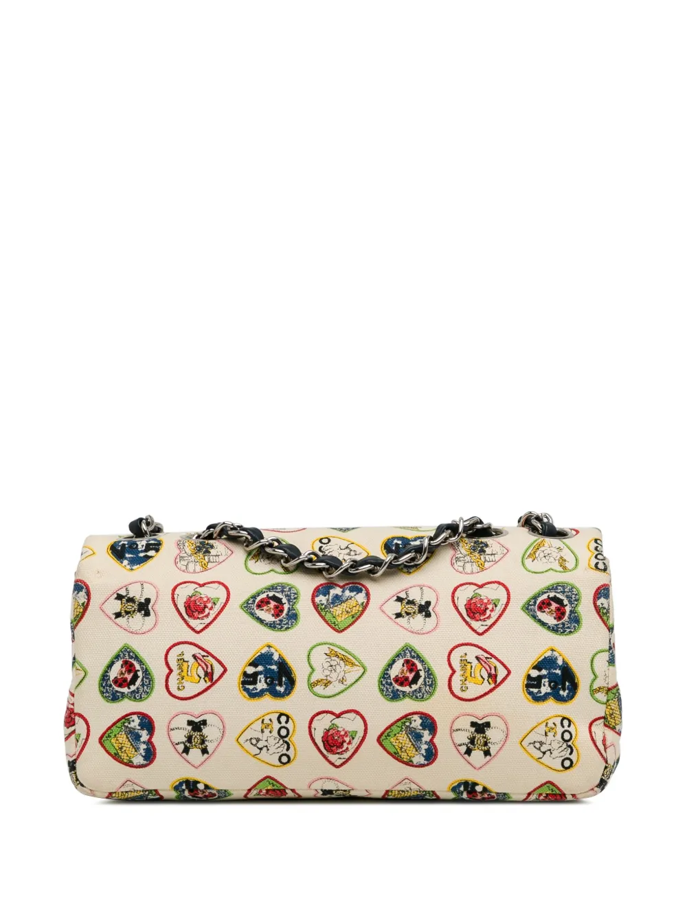 CHANEL Pre-Owned 2005-2006 Small Canvas Valentine Heart Flap shoulder bag - Wit