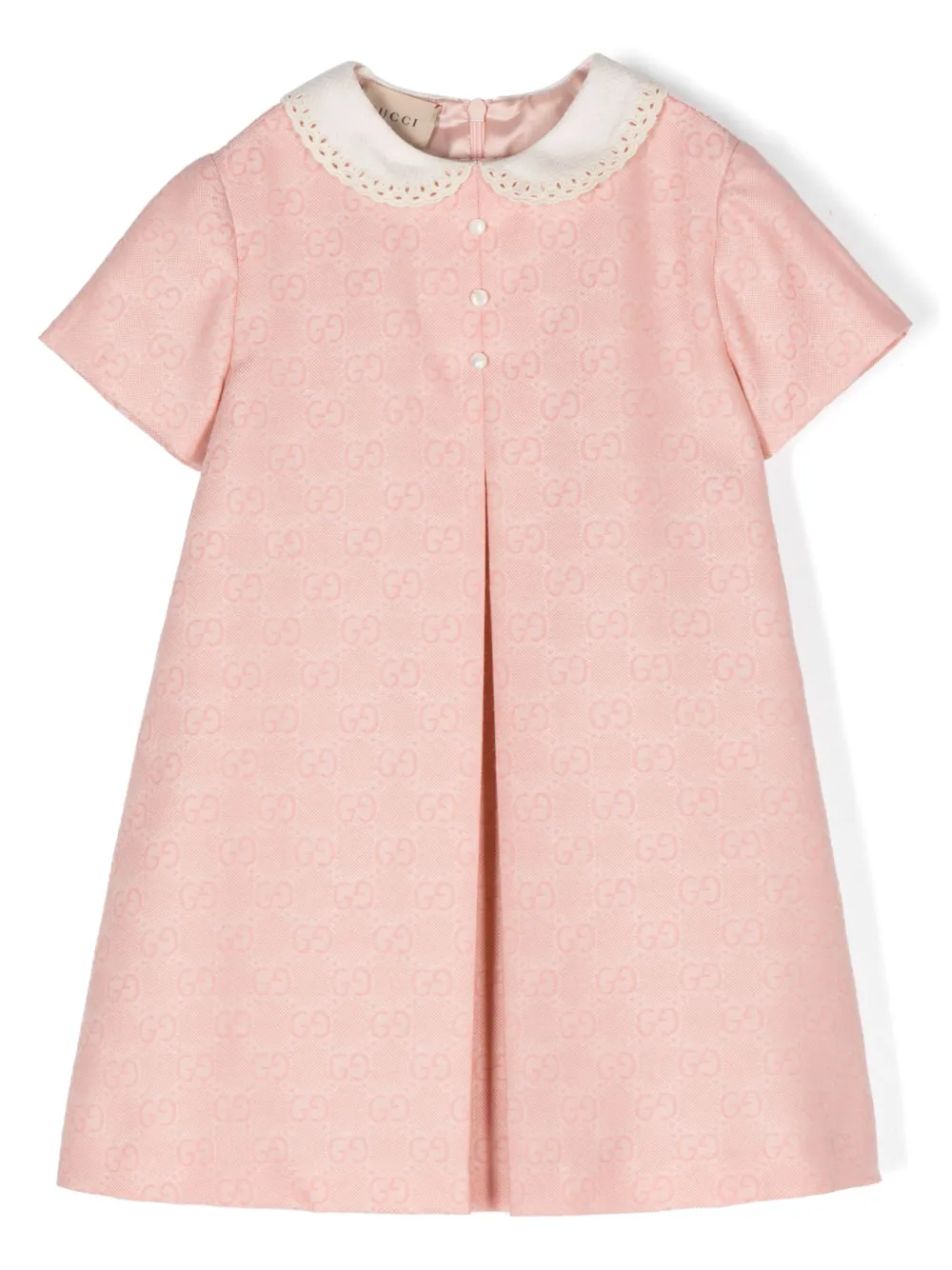 Gucci Kids Flanellen jurk met GG logo Roze