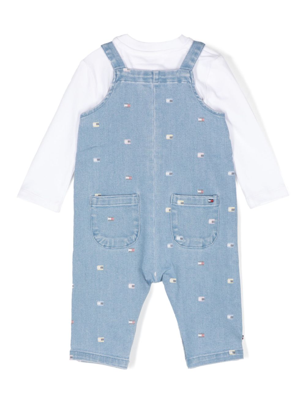 Tommy Hilfiger Junior logo-embroidered dungarees set - Blue