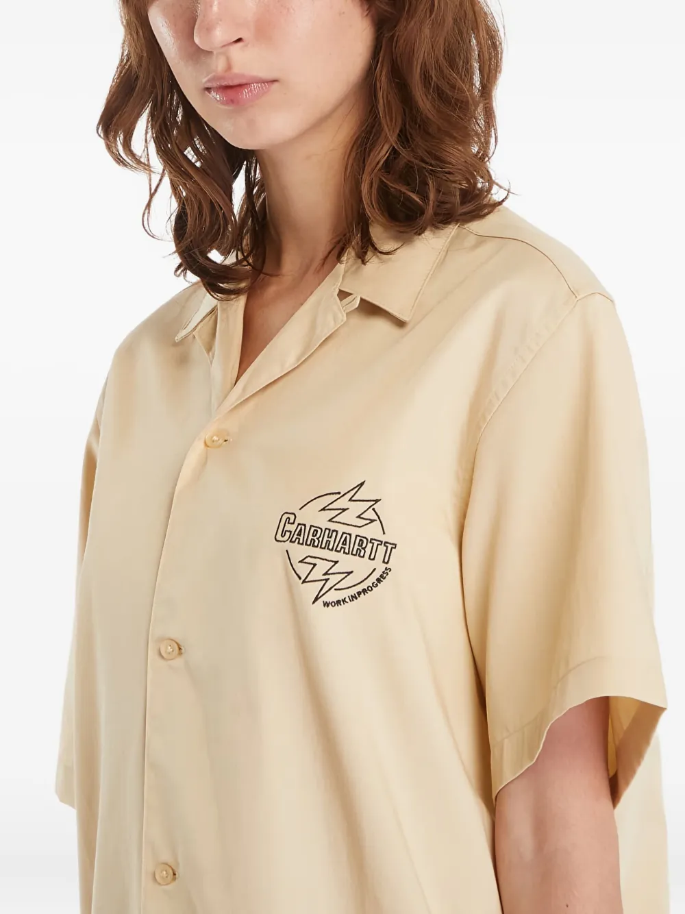 Carhartt WIP Ablaze Detroit shirt met bliksemflits Beige