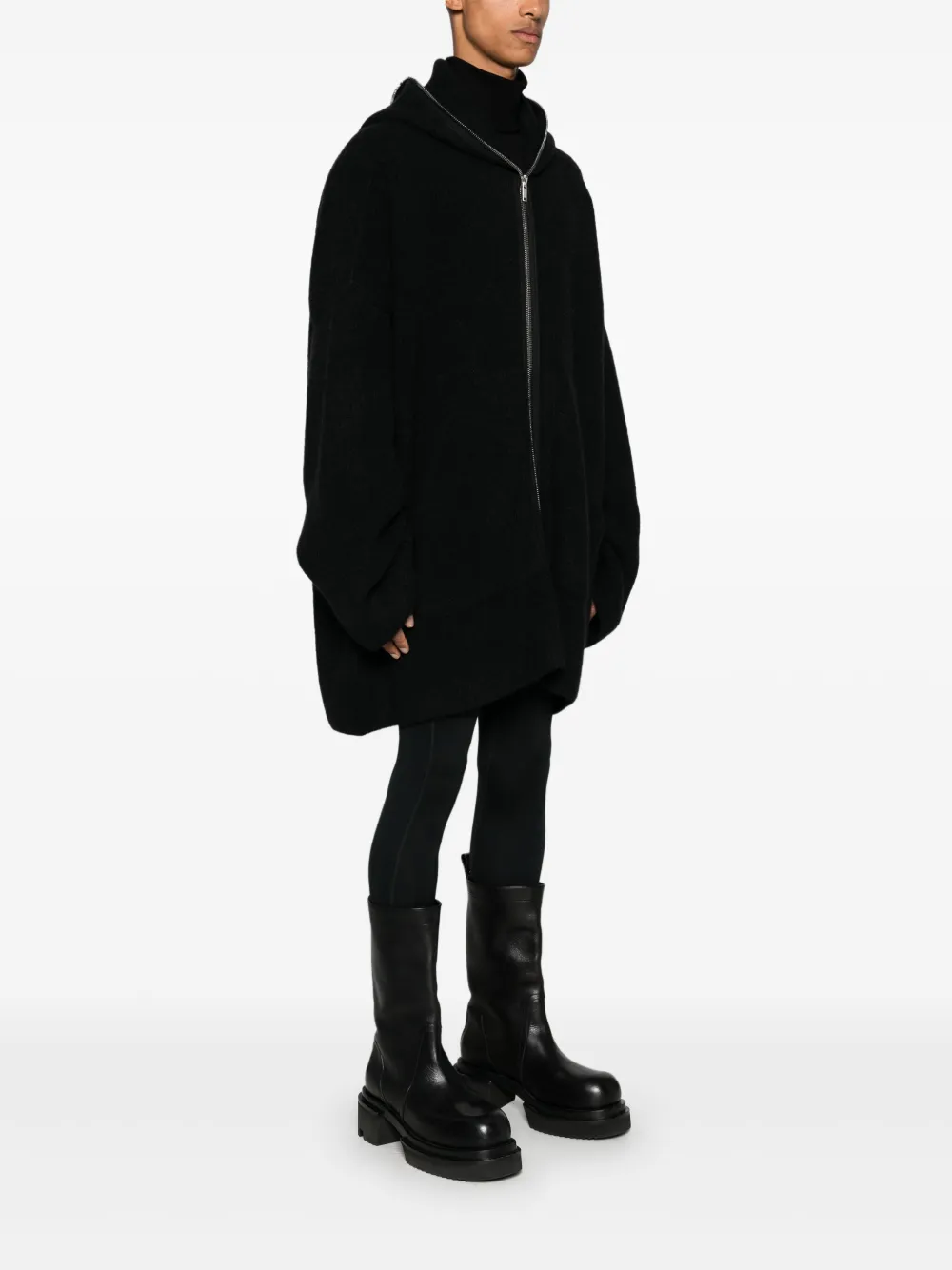 Rick Owens Jack met capuchon en verlaagde schouders Zwart