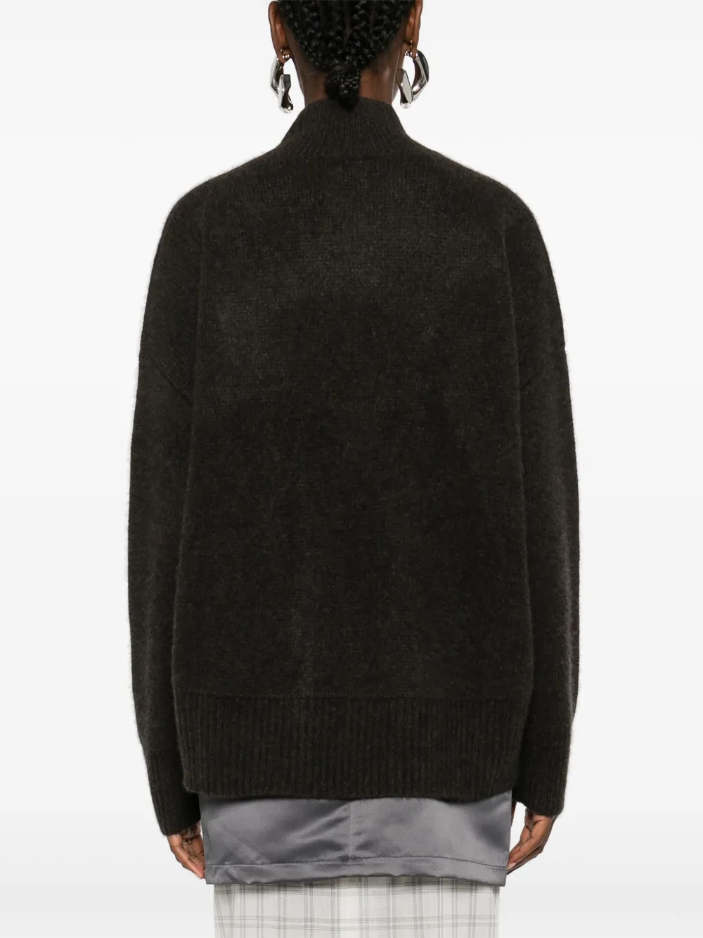 Le Kasha Drop Shoulder Sweater In Brown