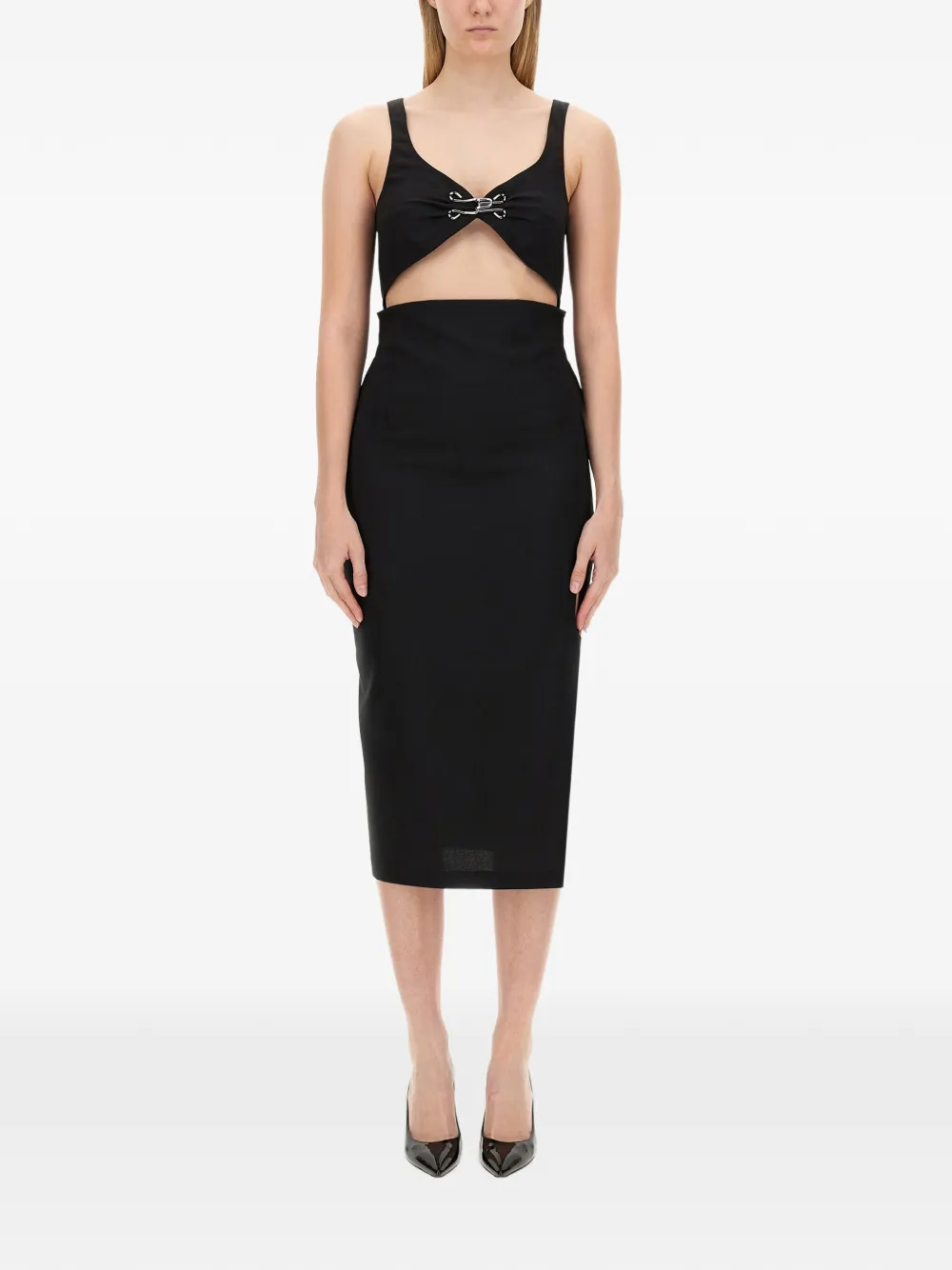 MOSCHINO JEANS Midi-jurk met decoratieve haak Zwart