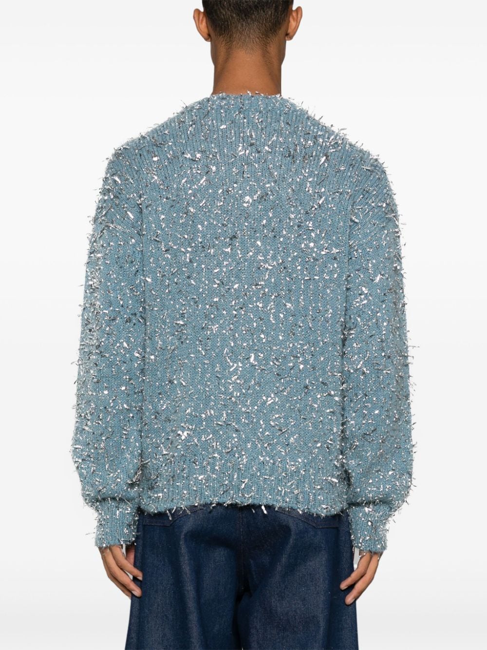 Shop Msgm Foil-embellished Sweater In Blue