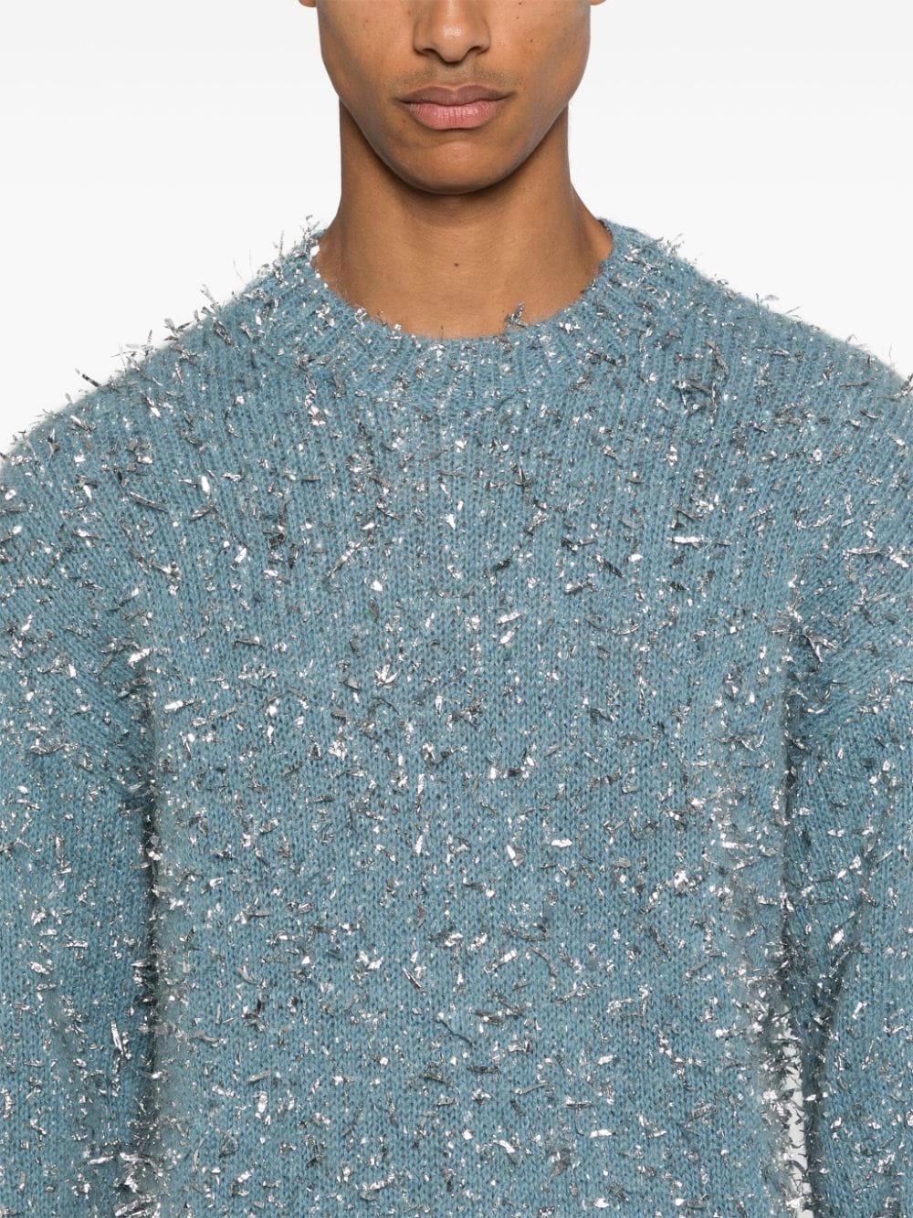 Shop Msgm Foil-embellished Sweater In Blue