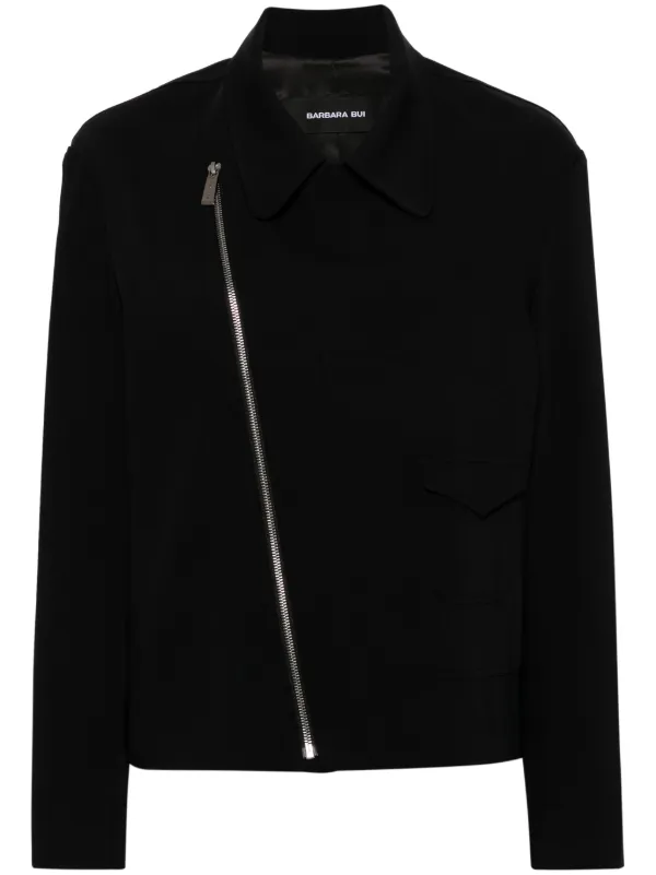 Barbara Bui Crepe Biker Jacket Black FARFETCH GE