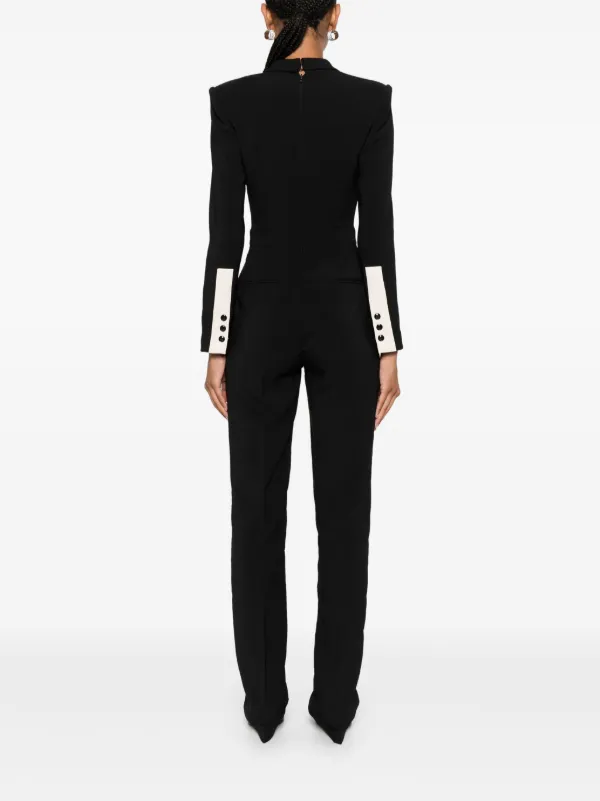 Elisabetta Franchi Embroidered Crepe Jumpsuit | Black