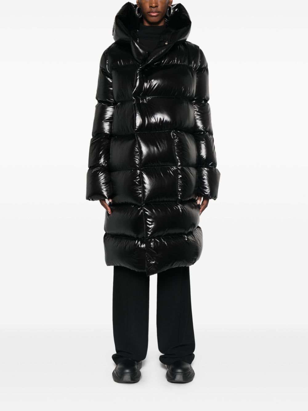 Rick Owens Donsjack met capuchon - Zwart