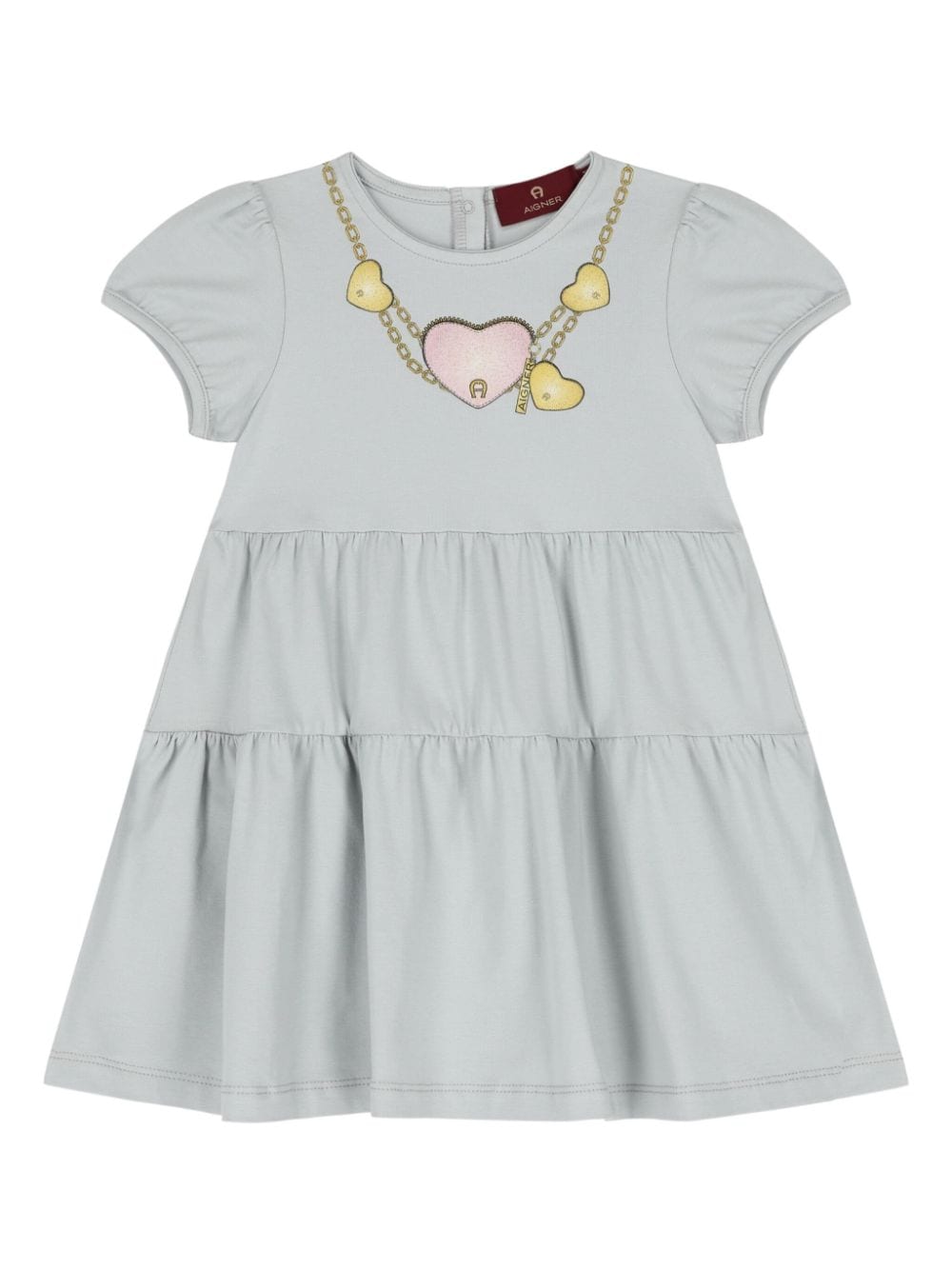 Aigner Kids printed tiered dress - Grigio