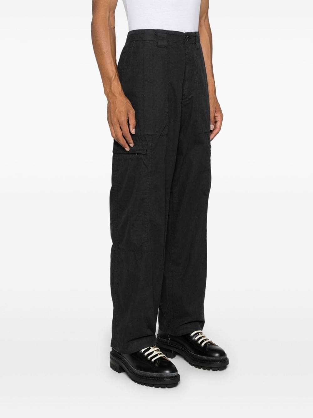 Shop C.p. Company Microreps Loose Utility Trousers In Black