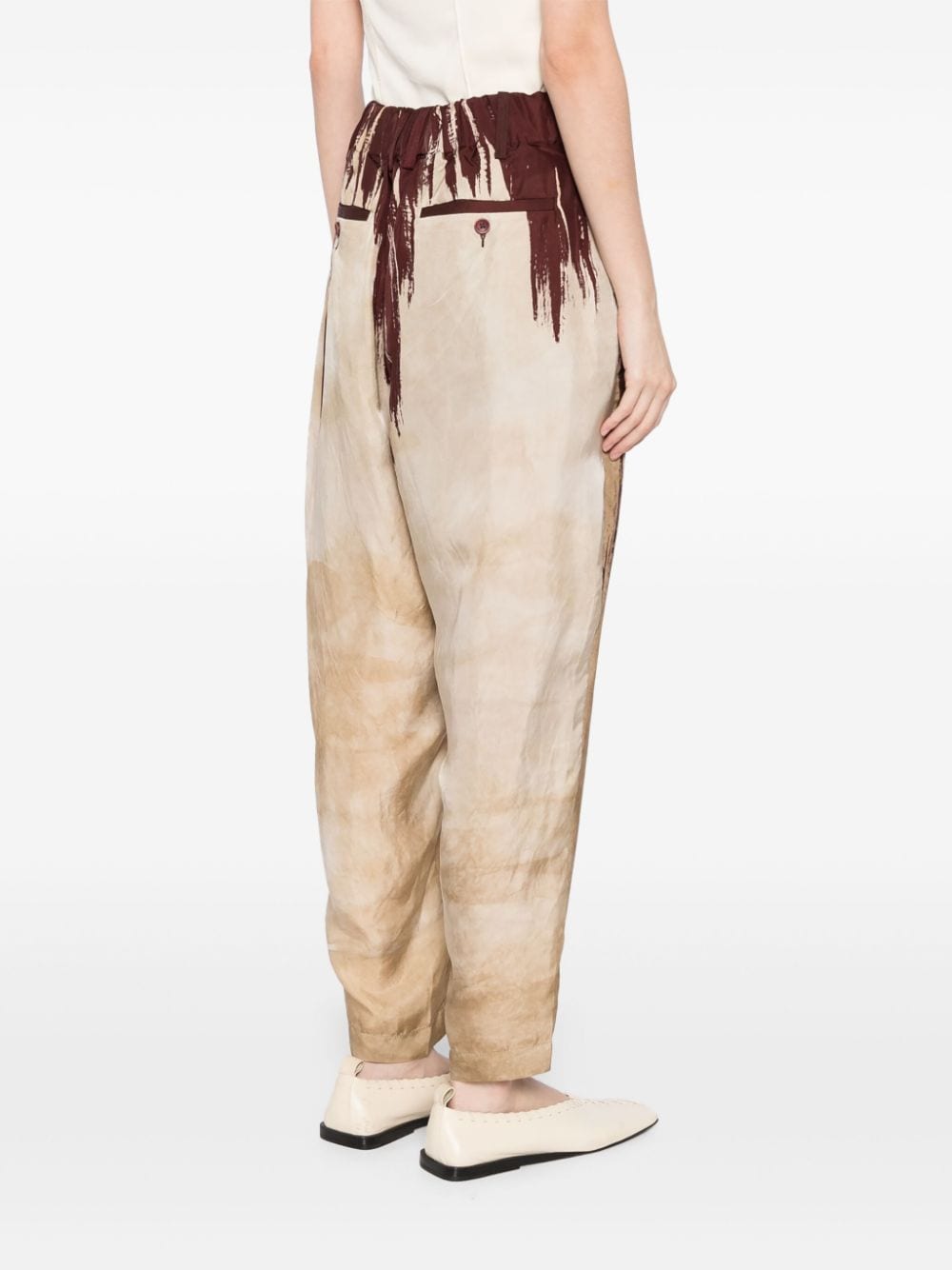 Shop Uma Wang Abstract Pattern Print Drawstring Trousers In Neutrals