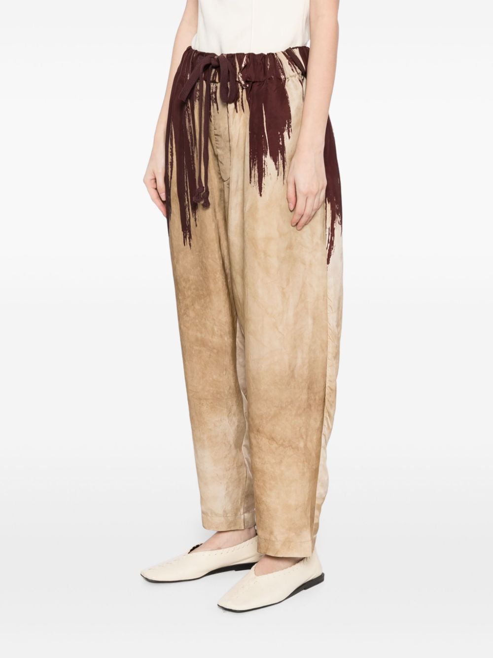 Shop Uma Wang Abstract Pattern Print Drawstring Trousers In Neutrals