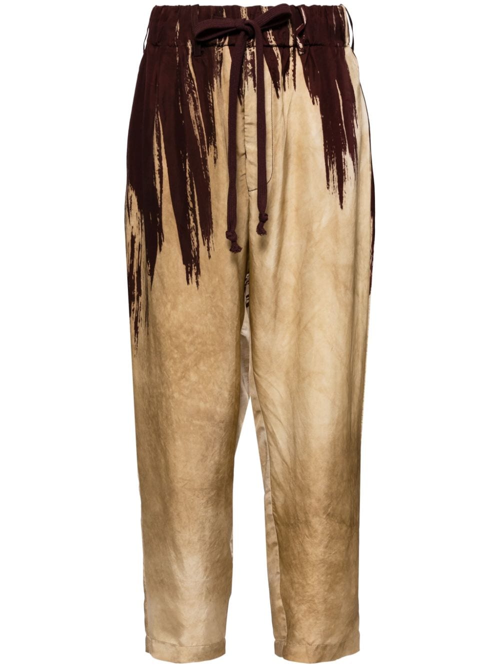 Shop Uma Wang Abstract Pattern Print Drawstring Trousers In Neutrals