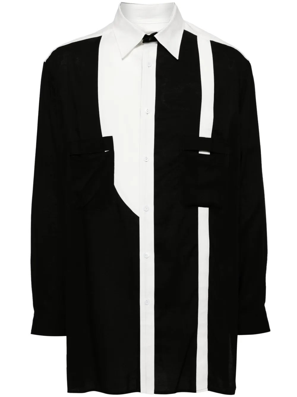 Yohji Yamamoto Hemd mit Kontrasteinsätzen - Weiß