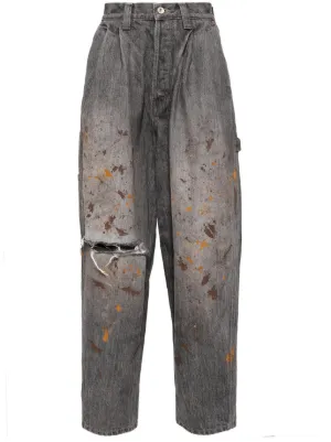 ECRU Mirage Denim Printed French Terry Wide Leg Pants