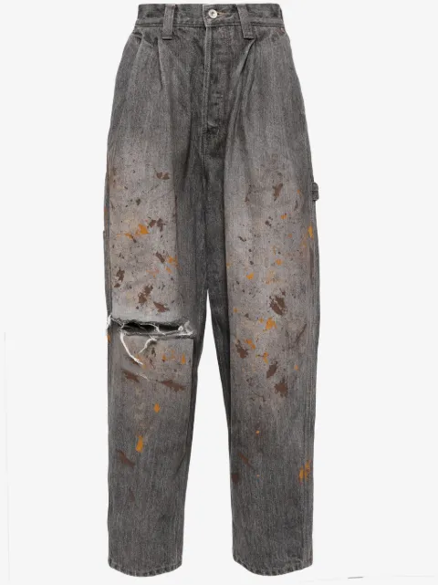 Doublet Jeans met verfspray-effect en toelopende pijpen