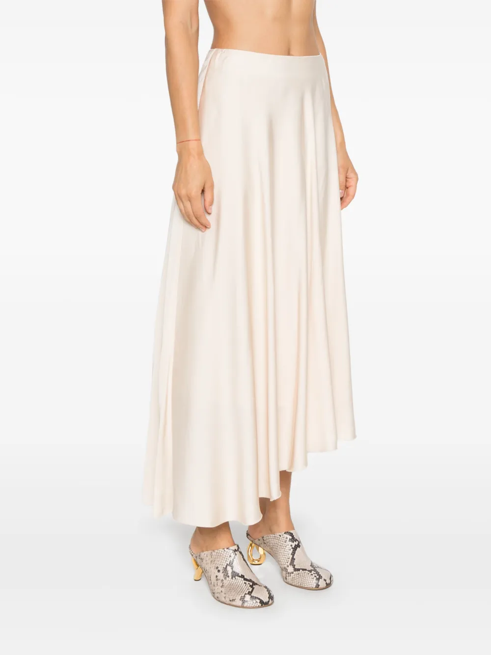 PESERICO ASYMMETRIC SATIN MIDI SKIRT