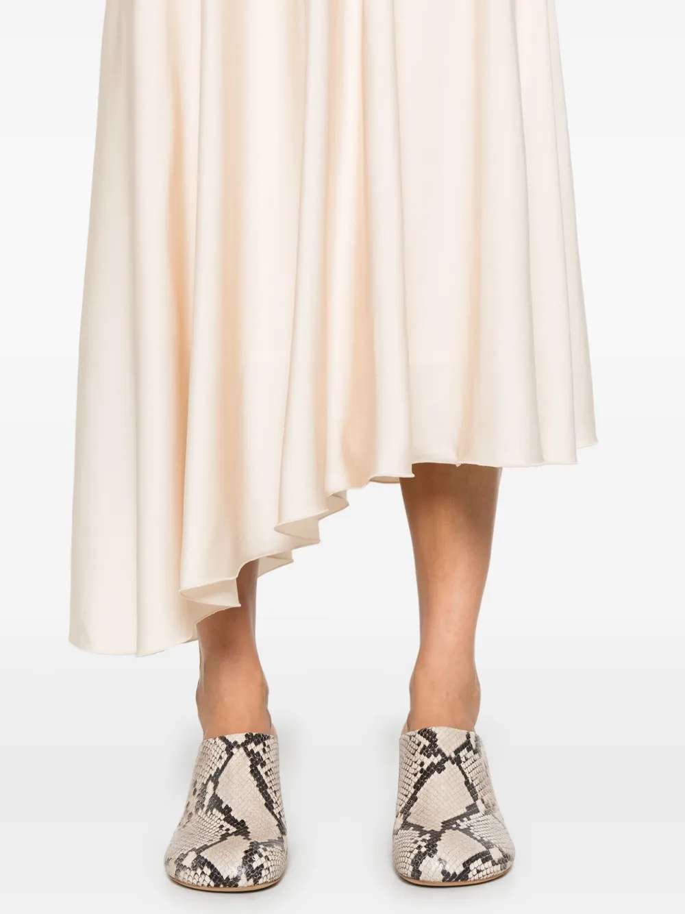 PESERICO ASYMMETRIC SATIN MIDI SKIRT