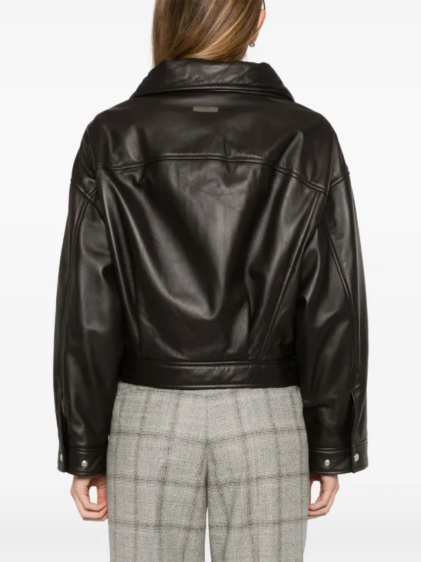 Peserico Leather Jacket | Brown | FARFETCH JO