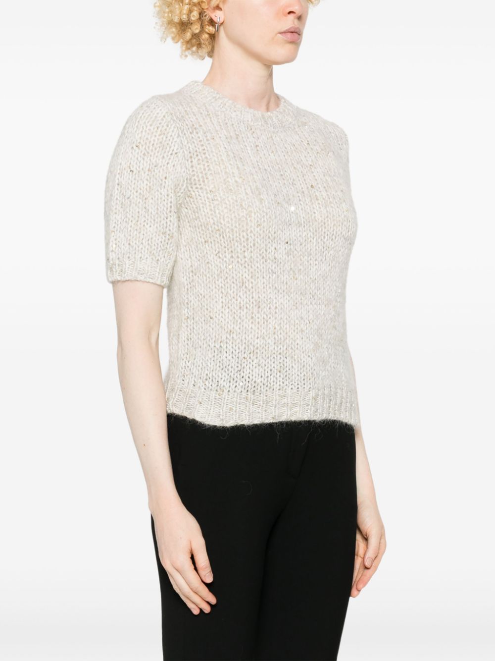 PESERICO SHORT-SLEEVE SEQUINNED SWEATER 