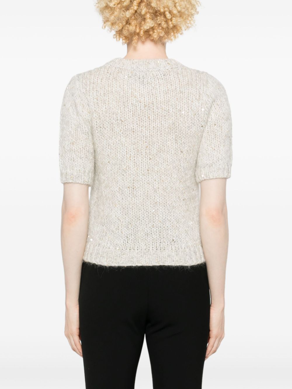 PESERICO SHORT-SLEEVE SEQUINNED SWEATER 