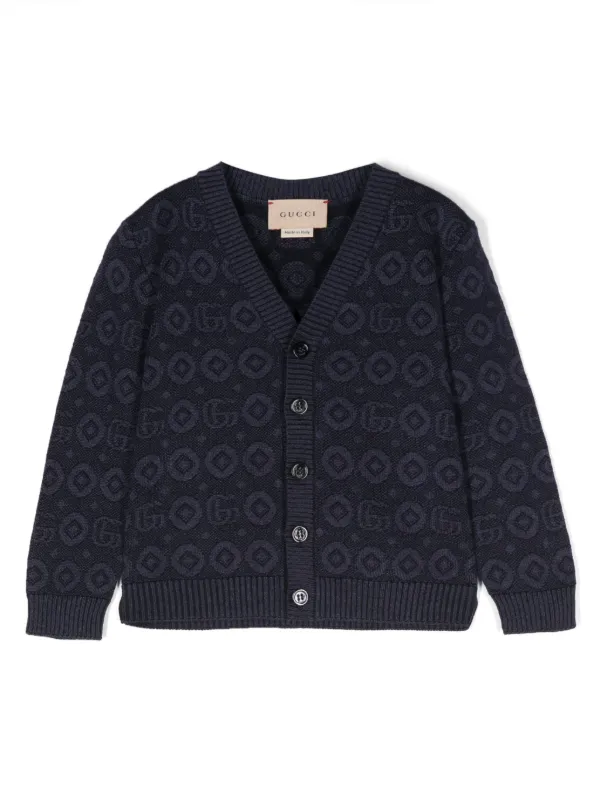Gucci Kids GG Jacquard Cardigan Blue FARFETCH KW