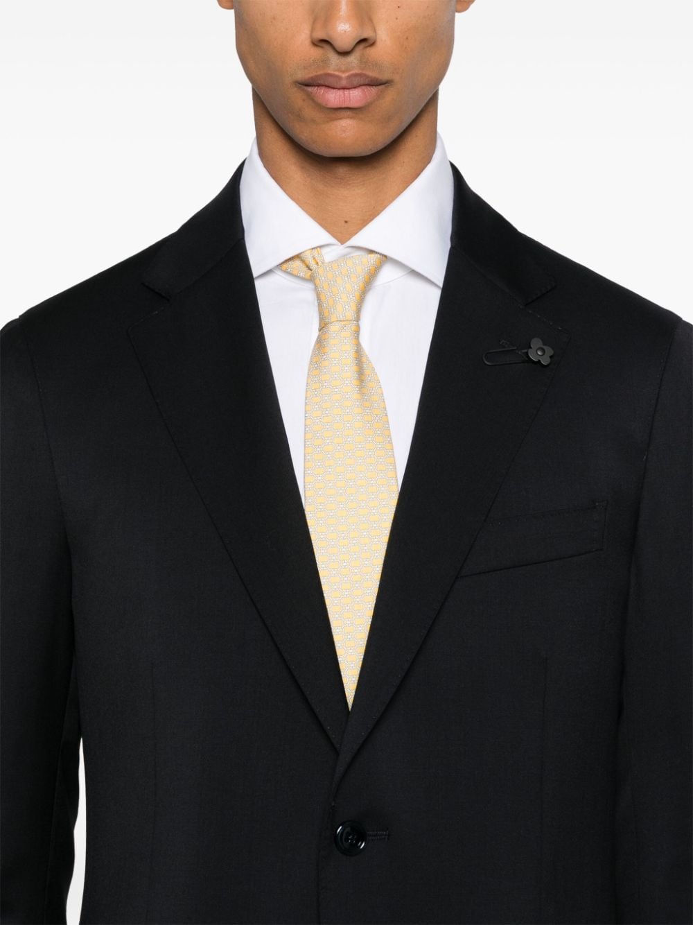 Shop Lardini Brooch-detail Suit In Blue