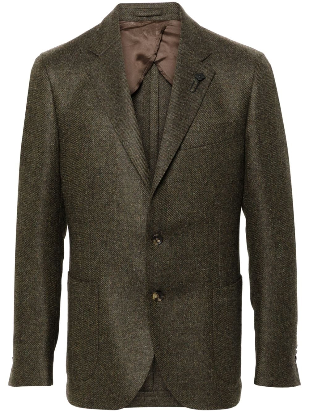 Shop Lardini Brooch-detail Blazer In Green