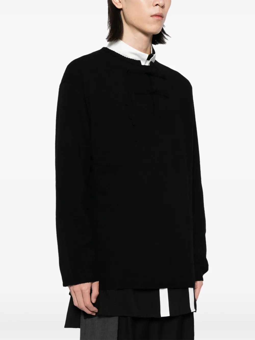 Yohji Yamamoto Button-up wollen trui Zwart