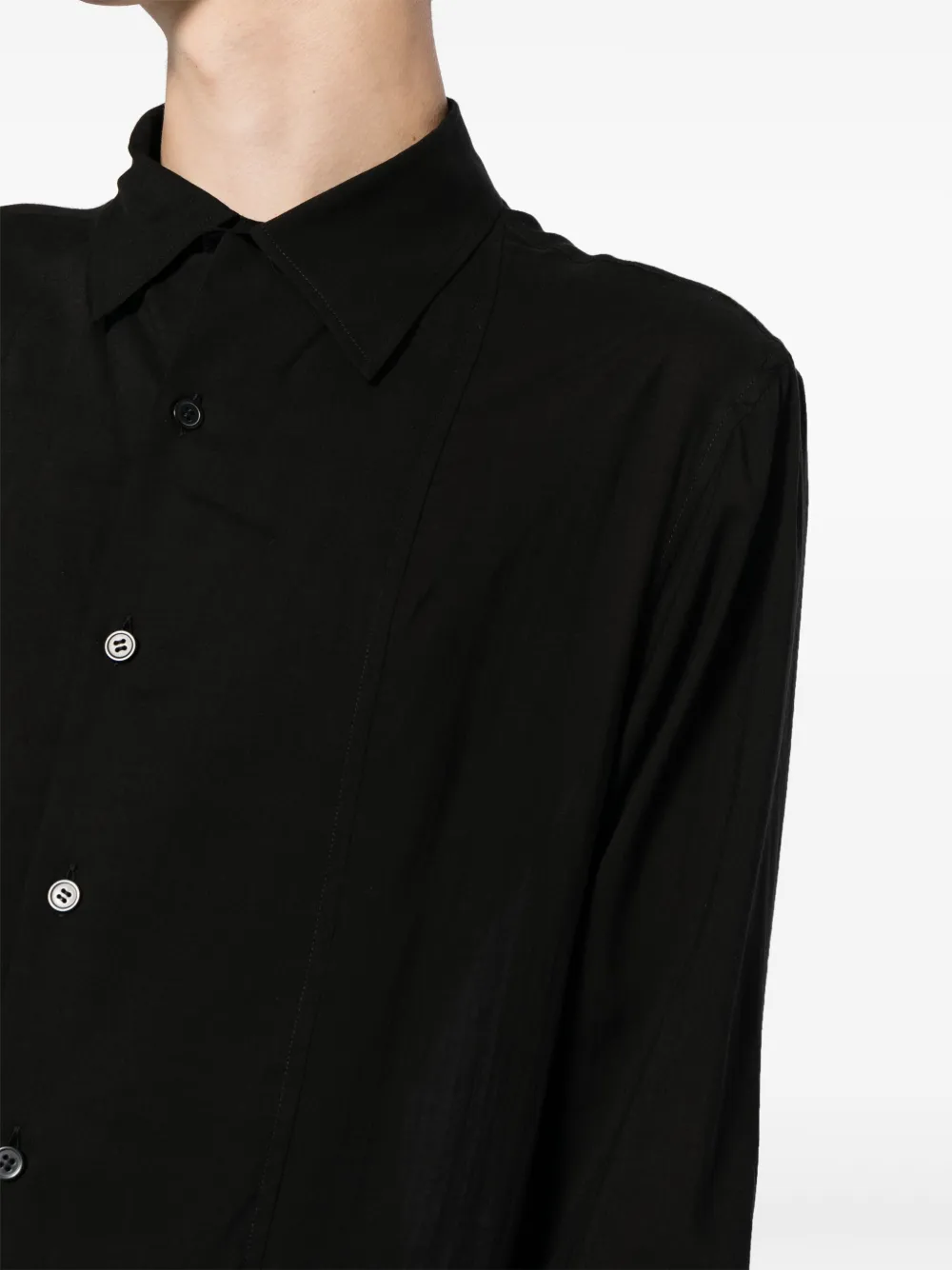 Yohji Yamamoto Overhemd met dubbele bies Zwart