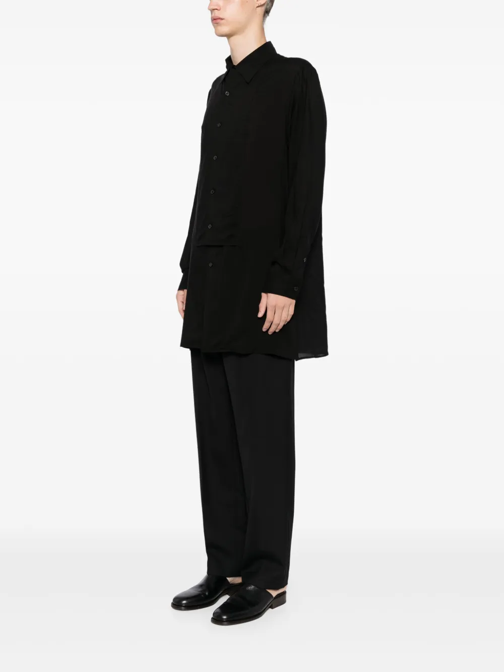 Yohji Yamamoto Overhemd met dubbele bies Zwart