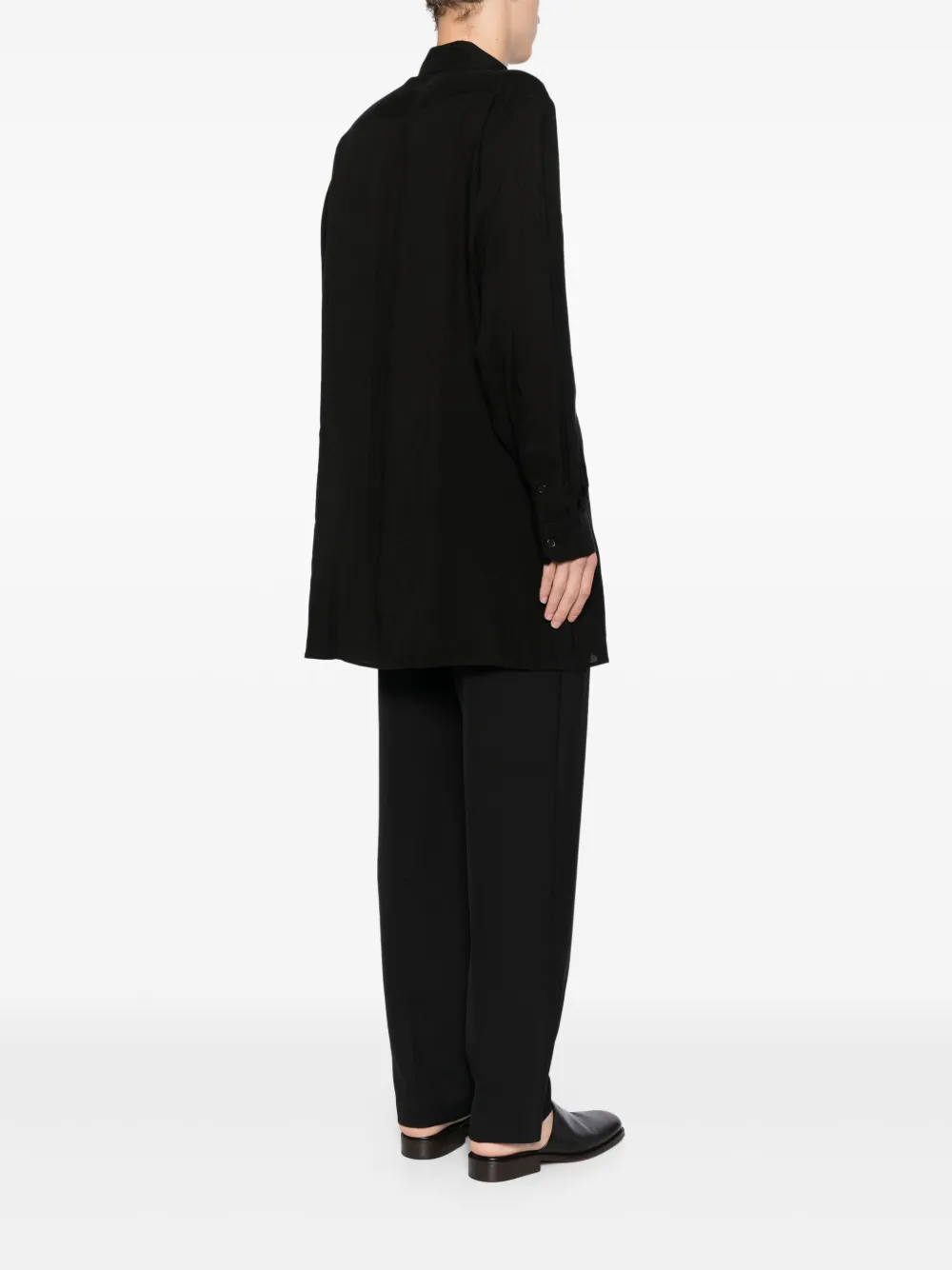 Yohji Yamamoto Overhemd met dubbele bies Zwart