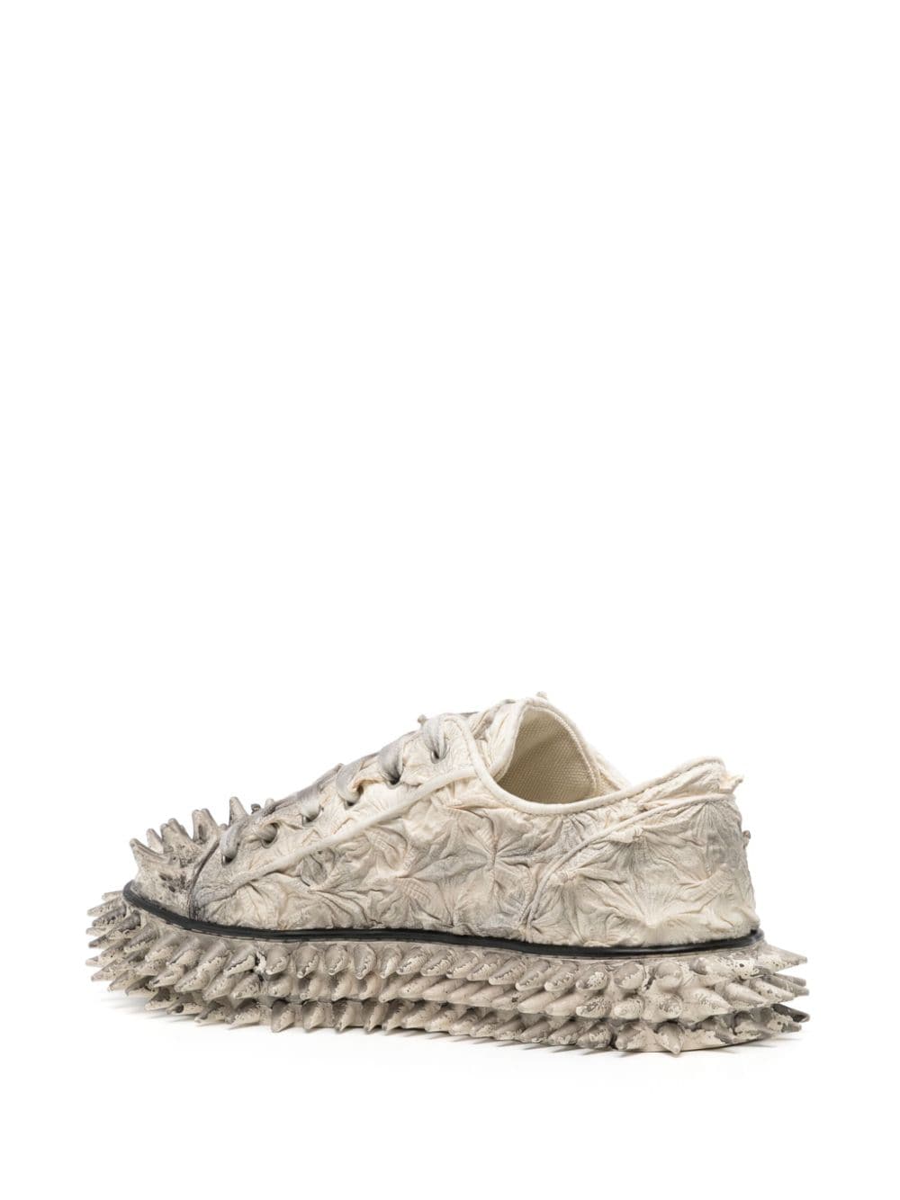 Shop Doublet Spike-effect Lace-up Sneakers In White