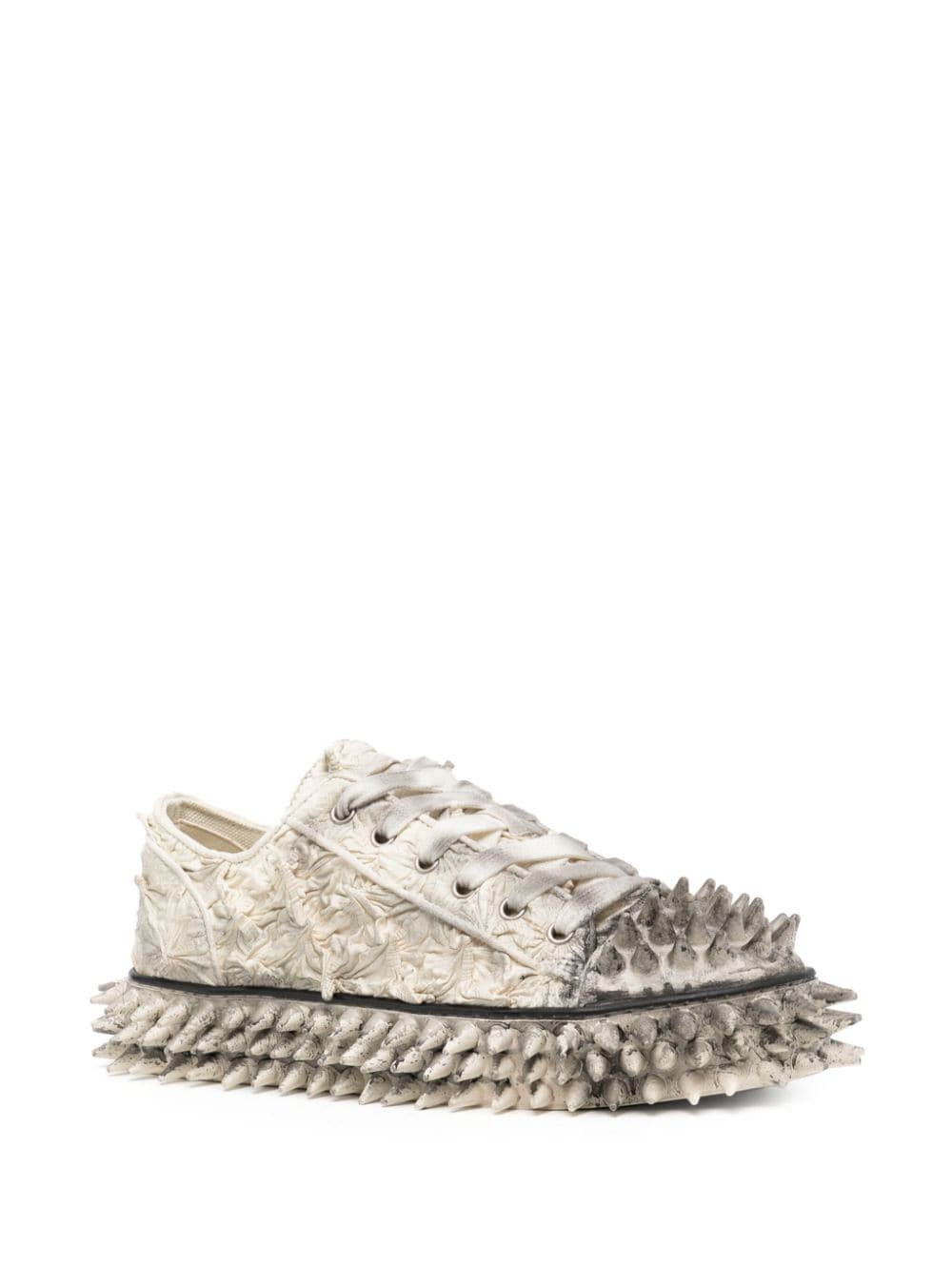 Shop Doublet Spike-effect Lace-up Sneakers In White