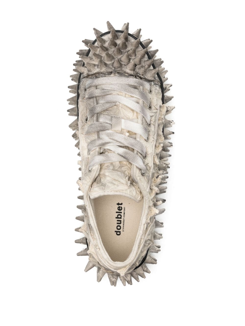 Shop Doublet Spike-effect Lace-up Sneakers In White