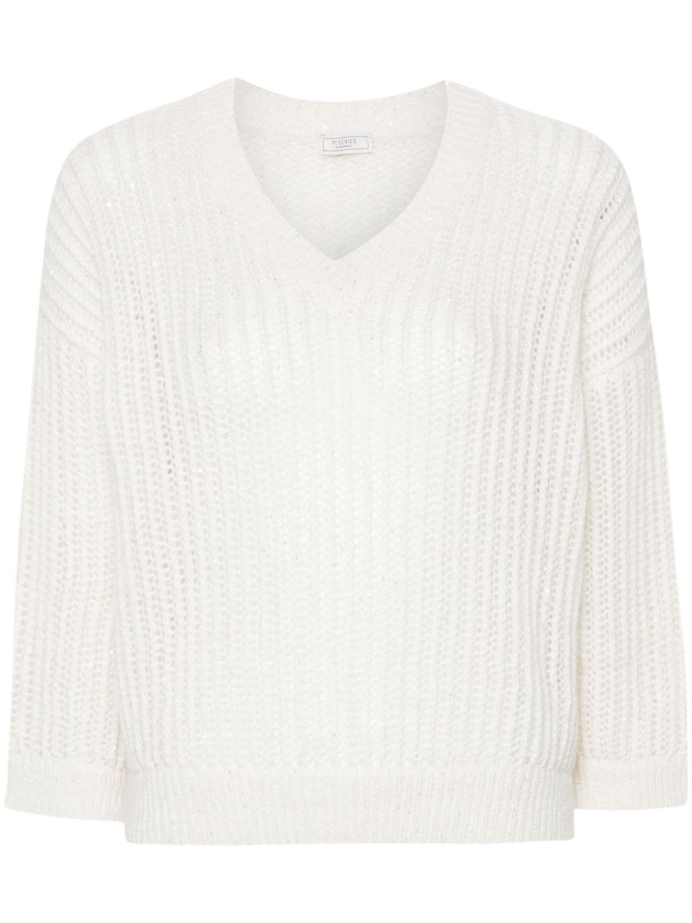 Peserico crew-neck sequinned sweater - White