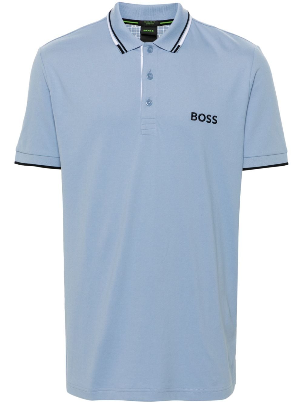 Shop Hugo Boss Logo-embroidered Polo Shirt In Blue