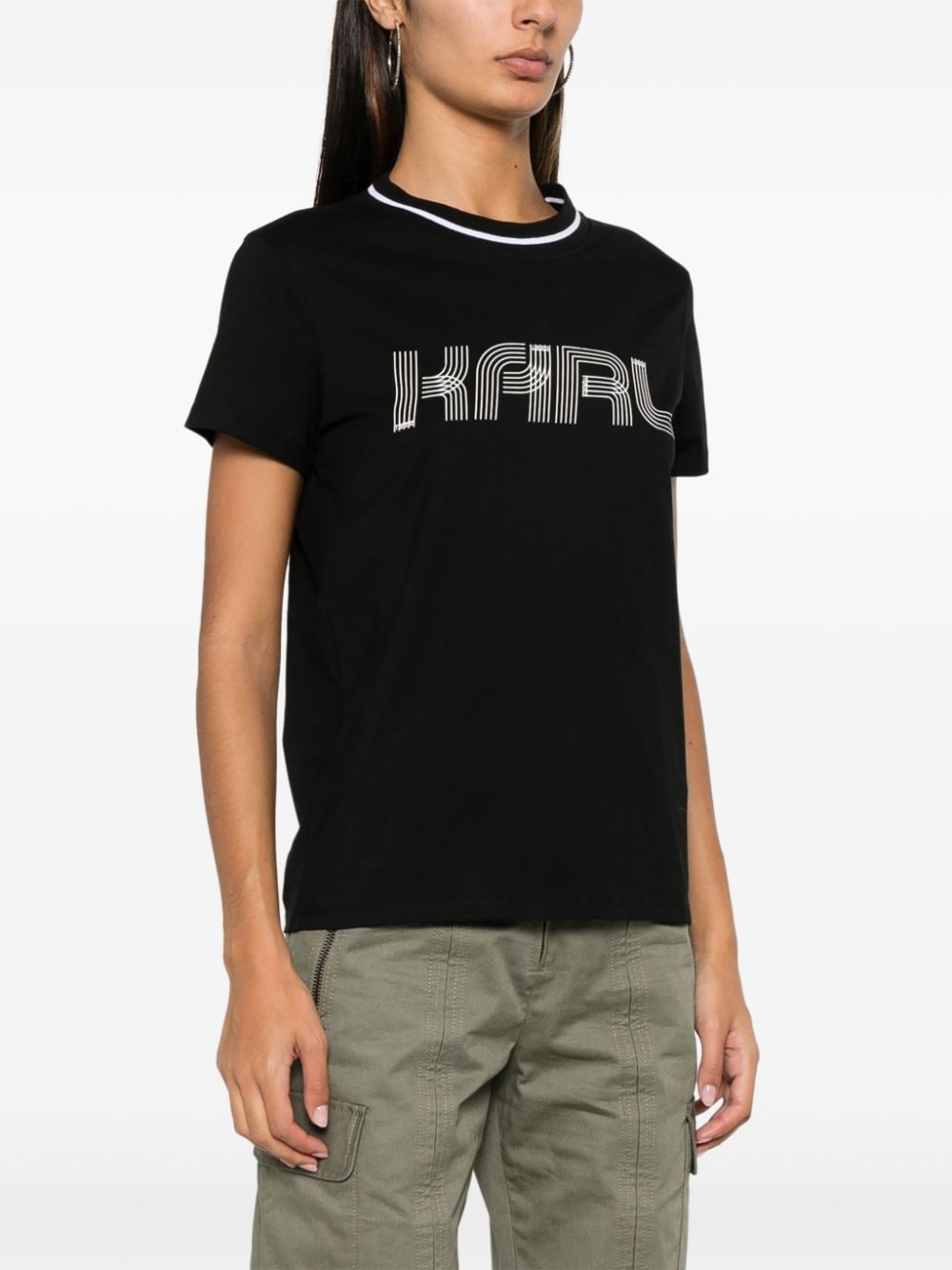 Shop Karl Lagerfeld Tape-logo T-shirt In Black