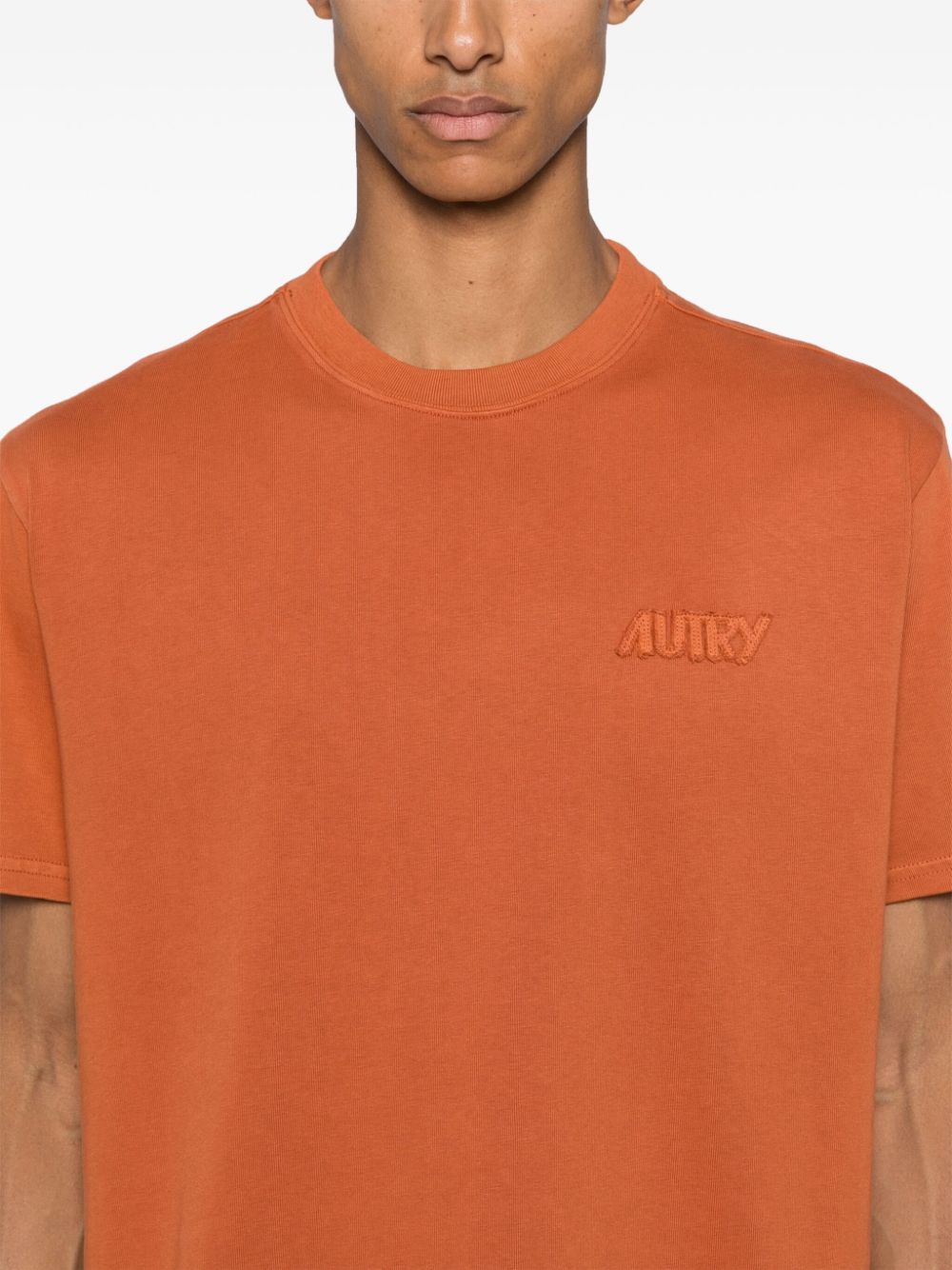 Shop Autry Logo-embroidered T-shirt In Braun