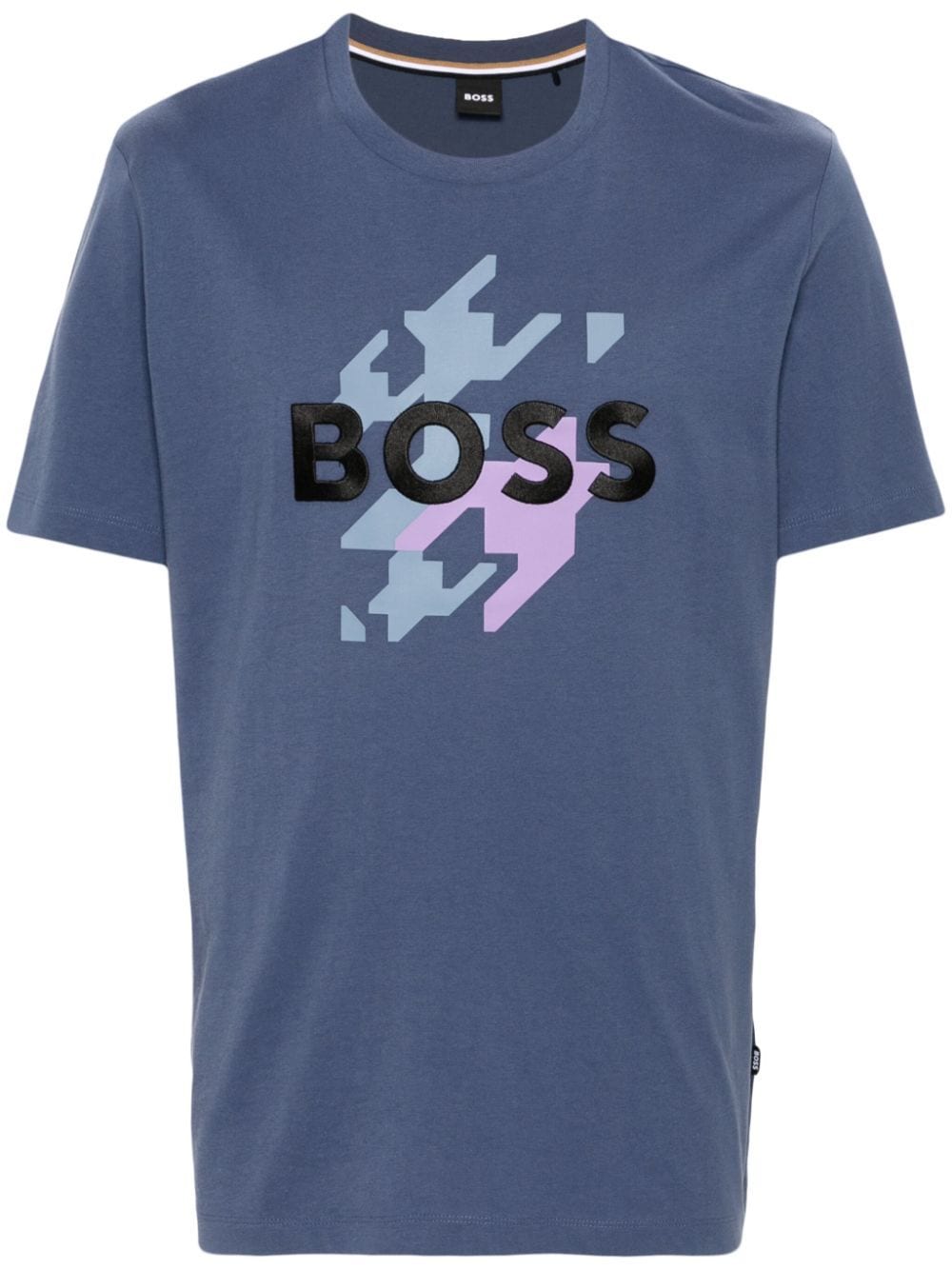 Shop Hugo Boss Logo-embroidered T-shirt In Blue