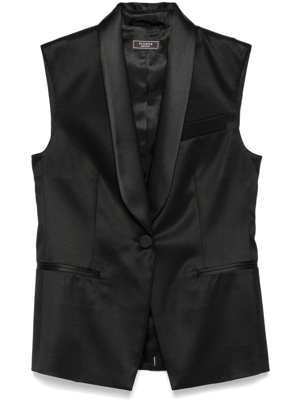 Peserico twill single-breasted waistcoat – Black