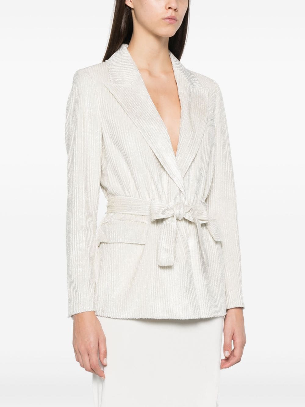 Shop Peserico Lurex Blazer In White