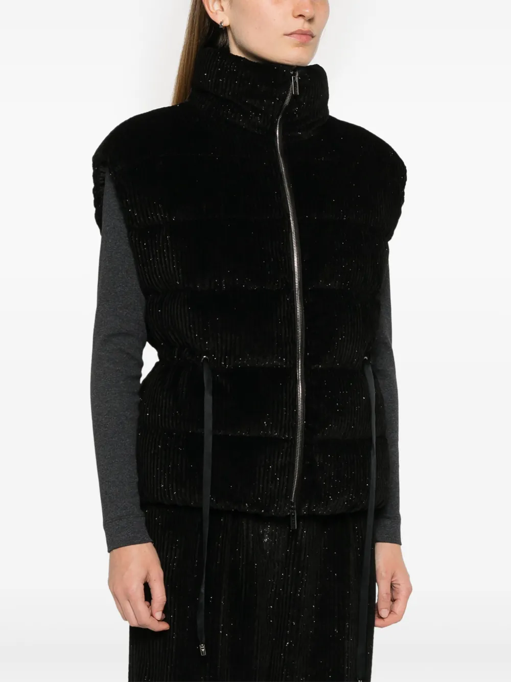 Shop Peserico Corduroy Gilet In Black