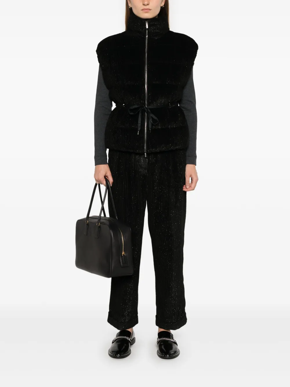 Shop Peserico Corduroy Gilet In Black