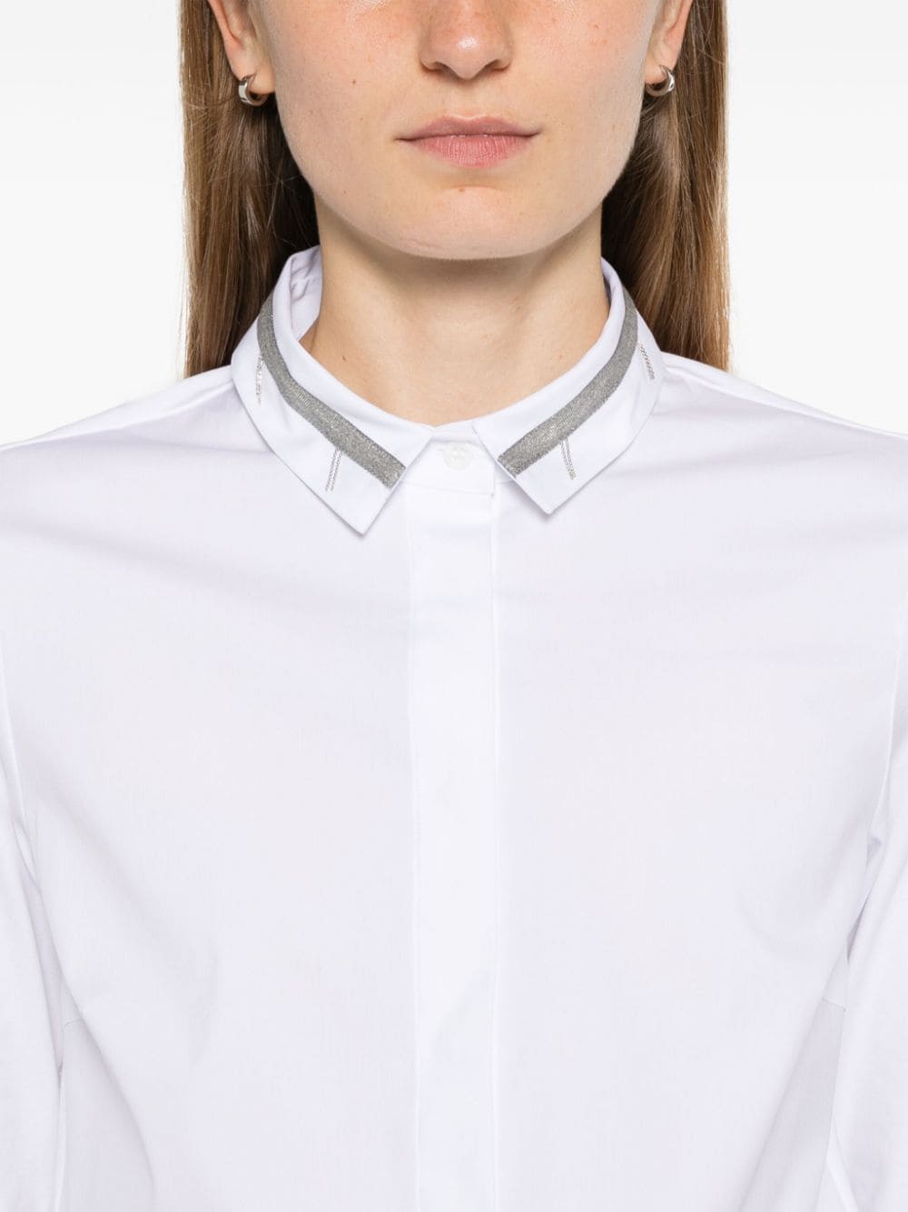 Shop Peserico Trim-detailed Shirt In Weiss