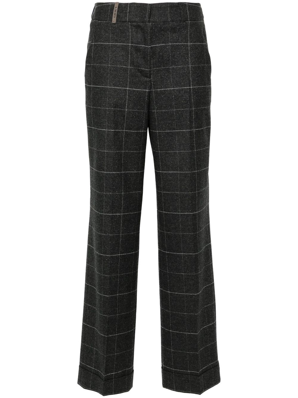 Peserico lurex checked trousers - Grey